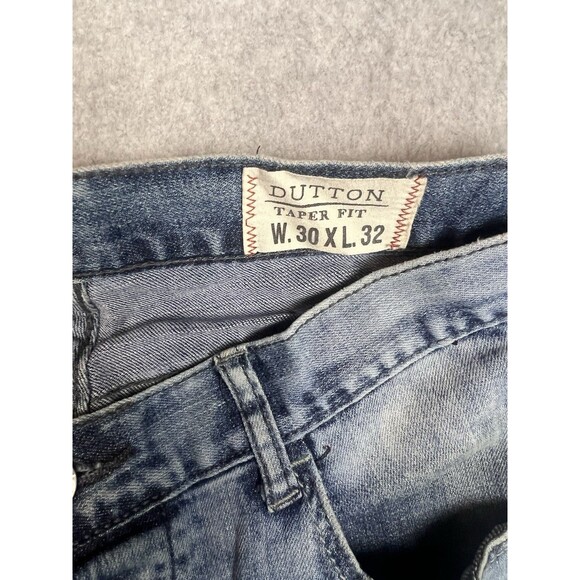 TK Axel Dutton Mens 30X32 Denim Jeans Taper Fit Light Wash Button Fly - Picture 4 of 16
